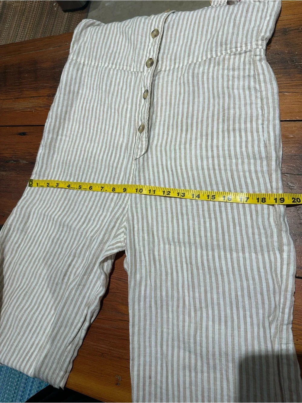 Mango MNG Linen Overalls, Cream Stripe, Women's Sm